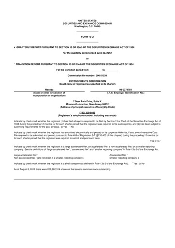Miniature Cytosorbents 10-Q Rapport trimestriel 2012 