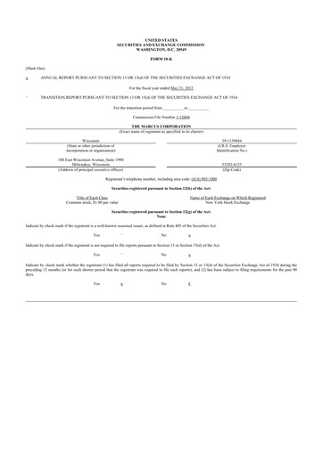 Thumbnail Marcus Corporation
 10-K Annual Report 2012