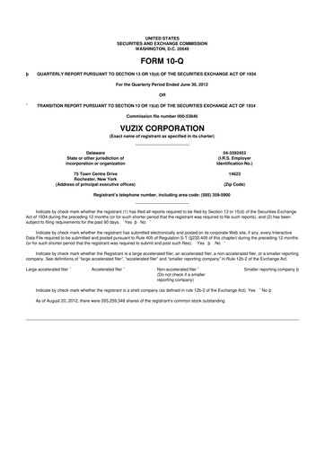 Thumbnail Vuzix
 10-Q Quarterly Report FY 