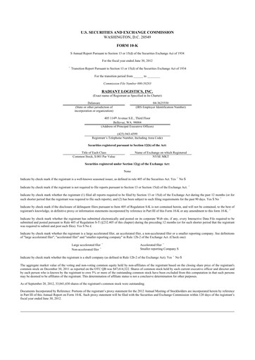 Thumbnail Radiant Logistics
 10-K Annual Report 2012