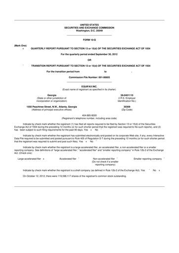 Vorschaubild Equifax 10-Q Quartalsbericht 2012 