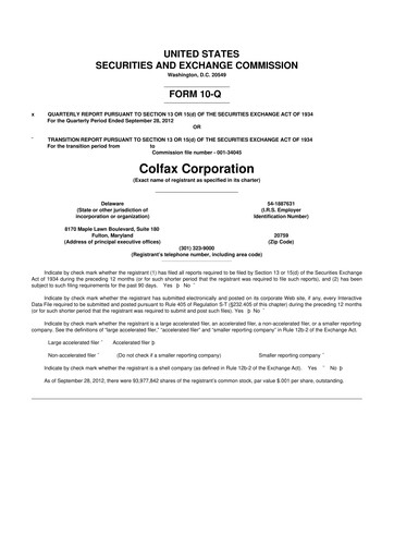Miniature Enovis 10-Q Rapport trimestriel 2012 