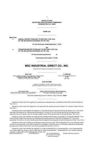 Thumbnail MSC Industrial Direct 10-K Annual Report 2012