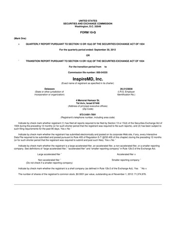 Thumbnail InspireMD 10-Q Quarterly Report FY2013 