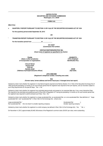 Thumbnail Protalix BioTherapeutics
 10-Q Quarterly Report FY2012 