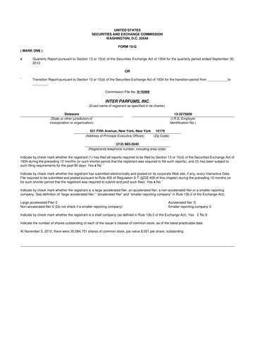 Thumbnail Interparfums 10-Q Quarterly Report FY2012 