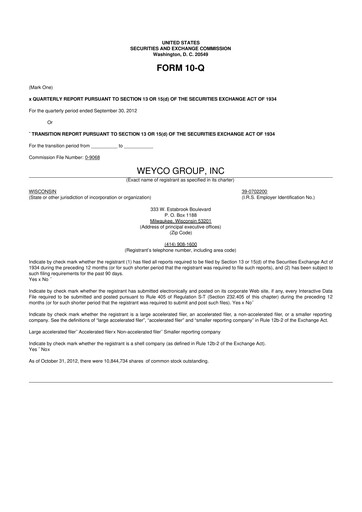 Thumbnail Weyco Group 10-Q Quarterly Report FY2012 