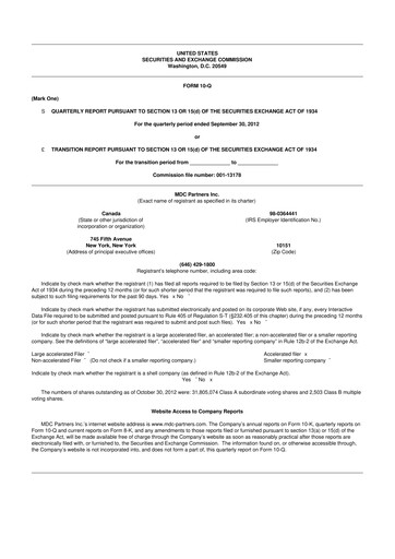 Thumbnail Stagwell 10-Q Quarterly Report FY2012 