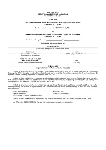 Miniature LivePerson 10-Q Rapport trimestriel 2012 