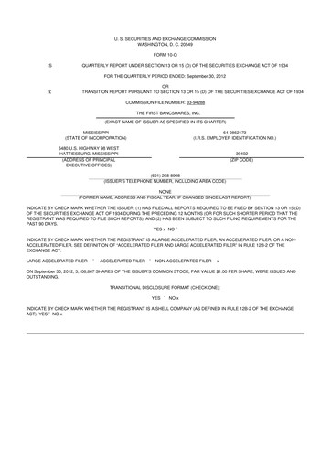 Thumbnail The First Bancshares 10-Q Quarterly Report FY2012 