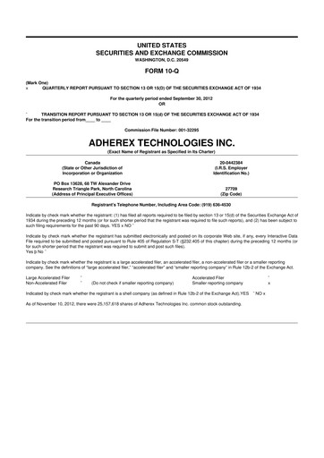 Miniature Fennec Pharmaceuticals 10-Q Rapport trimestriel 2012 