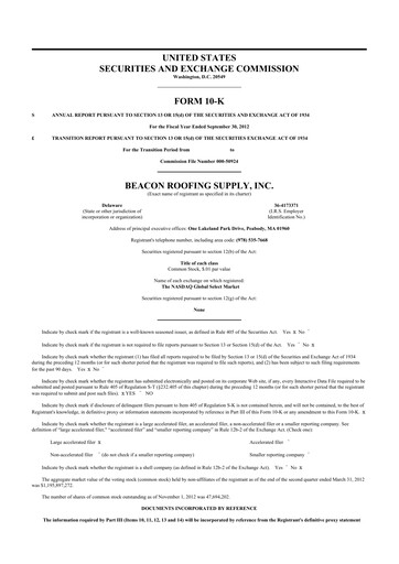 Miniature Beacon Roofing Supply 10-K Rapport annuel 2012