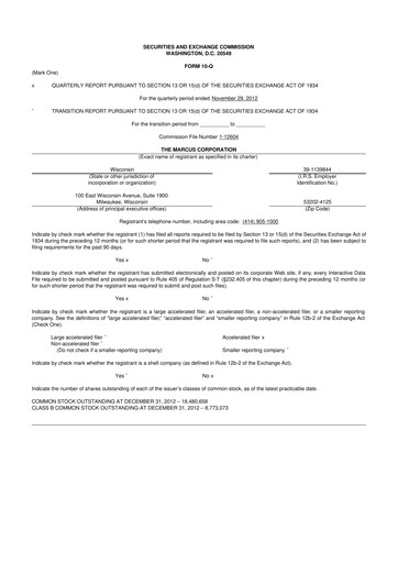Thumbnail Marcus Corporation
 10-Q Quarterly Report FY2013 