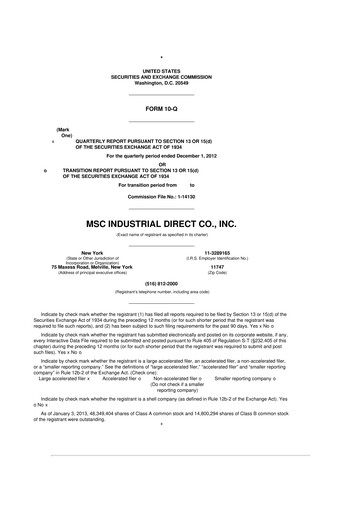 Thumbnail MSC Industrial Direct 10-Q Quarterly Report FY2013 