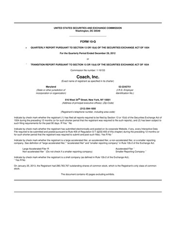 Miniature Tapestry 10-Q Rapport trimestriel  