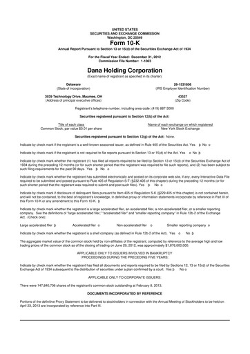 Thumbnail Dana Incorporated 10-K Annual Report 2012