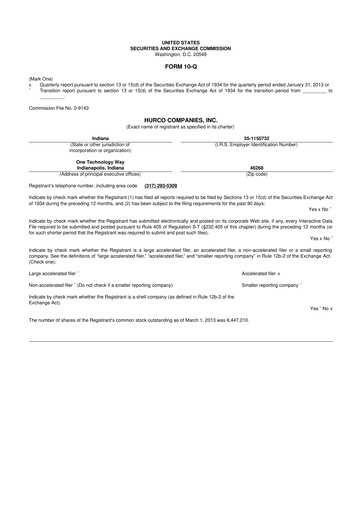 Thumbnail Hurco Companies 10-Q Quarterly Report FY2013 