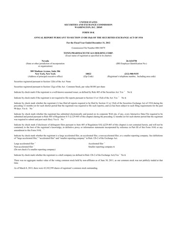 Vorschaubild Tonix Pharmaceuticals 10-K Jahresbericht 2012