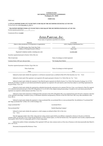 Thumbnail Interparfums 10-K Annual Report 2012