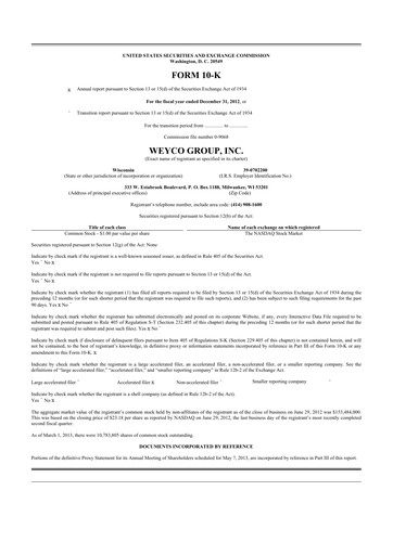 Thumbnail Weyco Group 10-K Annual Report 2012