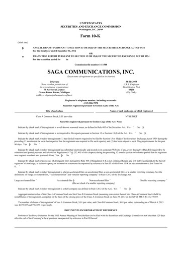 Thumbnail Saga Communications 10-K Annual Report 2012