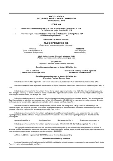Thumbnail Tile Shop Holdings 10-K Annual Report 2012