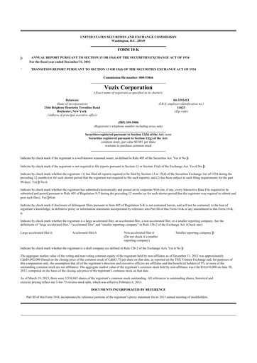 Thumbnail Vuzix
 10-K Annual Report 2012