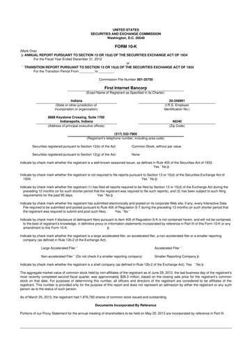Thumbnail First Internet Bancorp
 10-K Annual Report 
