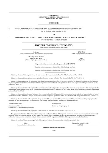 Thumbnail Pioneer Power Solutions 10-K Annual Report 2012