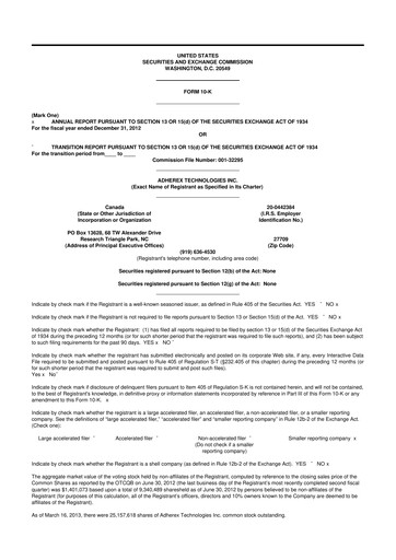 Vorschaubild Fennec Pharmaceuticals 10-K Jahresbericht 2012