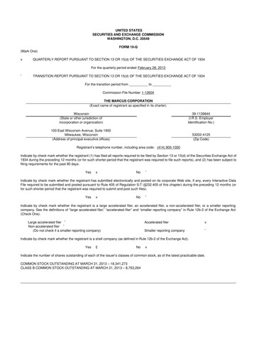 Thumbnail Marcus Corporation
 10-Q Quarterly Report FY2013 