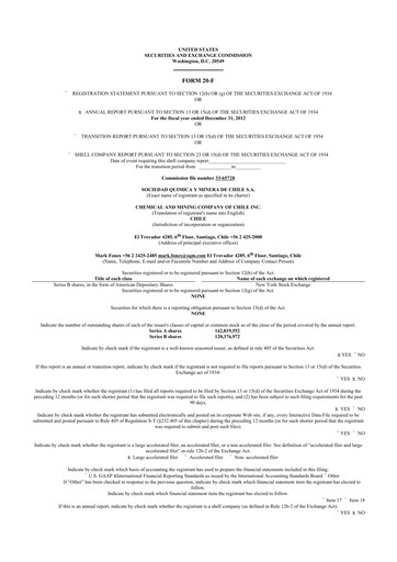 Thumbnail Sociedad Química y Minera 20-F Annual Report 