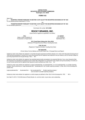 Thumbnail Rocky Brands 10-Q Quarterly Report FY2013 
