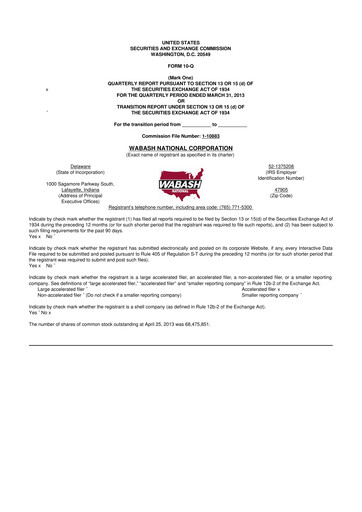 Thumbnail Wabash National
 10-Q Quarterly Report FY2013 