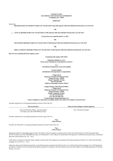 Thumbnail Jinko Solar 20-F Annual Report 