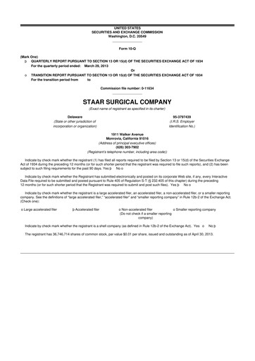 Thumbnail STAAR Surgical 10-Q Quarterly Report FY2013 