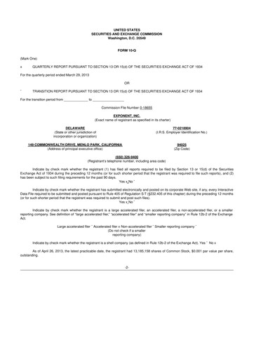 Thumbnail Exponent
 10-Q Quarterly Report FY2013 