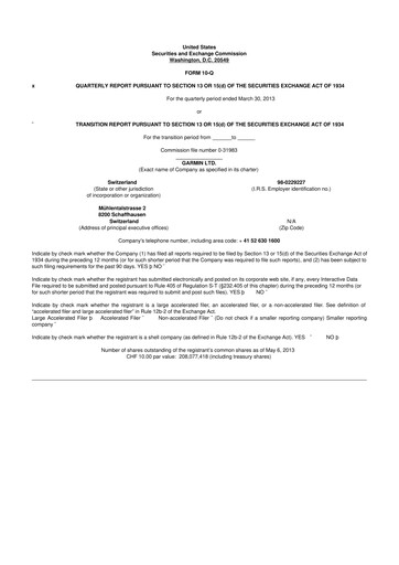 Vorschaubild Garmin 10-Q Quartalsbericht 2013 