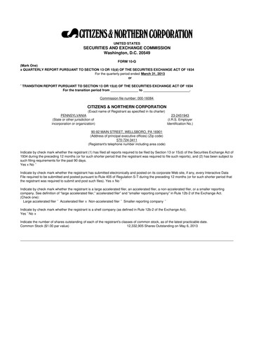 Thumbnail Citizens & Northern Corp 10-Q Quarterly Report FY2013 
