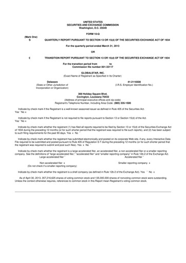 Thumbnail Globalstar
 10-Q Quarterly Report FY2013 