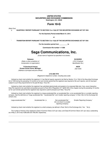 Thumbnail Saga Communications 10-Q Quarterly Report FY2013 