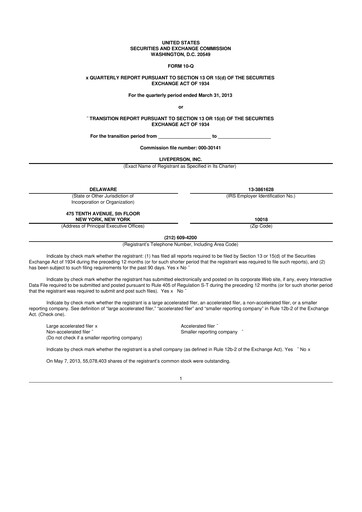 Miniature LivePerson 10-Q Rapport trimestriel 2013 