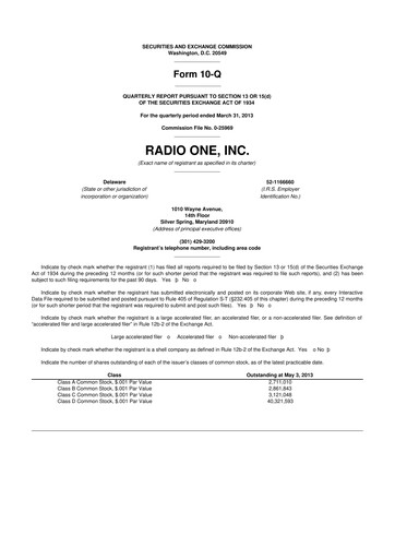 Thumbnail Urban One
 10-Q Quarterly Report FY2013 