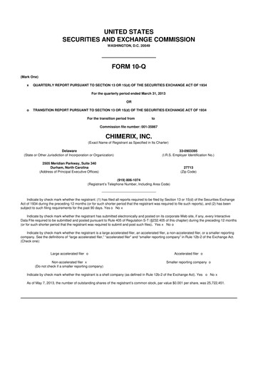 Thumbnail Chimerix 10-Q Quarterly Report FY 