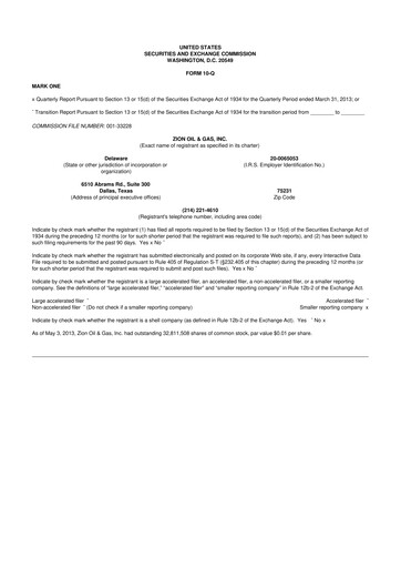 Thumbnail Zion Oil & Gas 10-Q Quarterly Report FY2013 