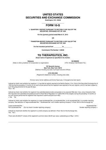 Thumbnail TG Therapeutics 10-Q Quarterly Report FY2013 