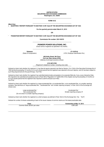 Thumbnail Pioneer Power Solutions 10-Q Quarterly Report FY2013 