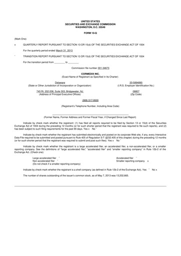 Thumbnail CorMedix 10-Q Quarterly Report FY2013 