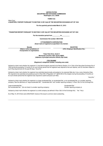 Miniature Cytosorbents 10-Q Rapport trimestriel 2013 