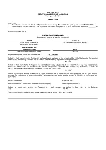 Thumbnail Hurco Companies 10-Q Quarterly Report FY2013 